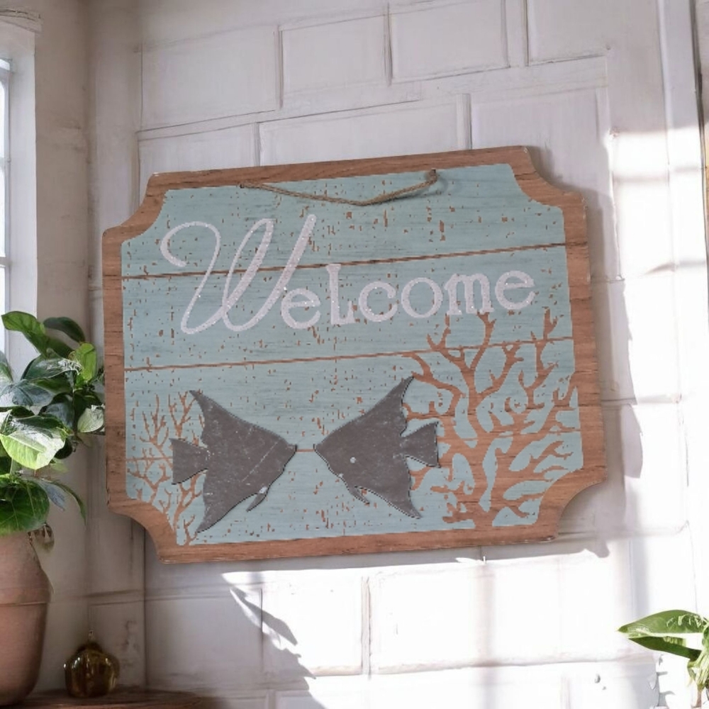 Coastal  Welcome Sign with Fish Design